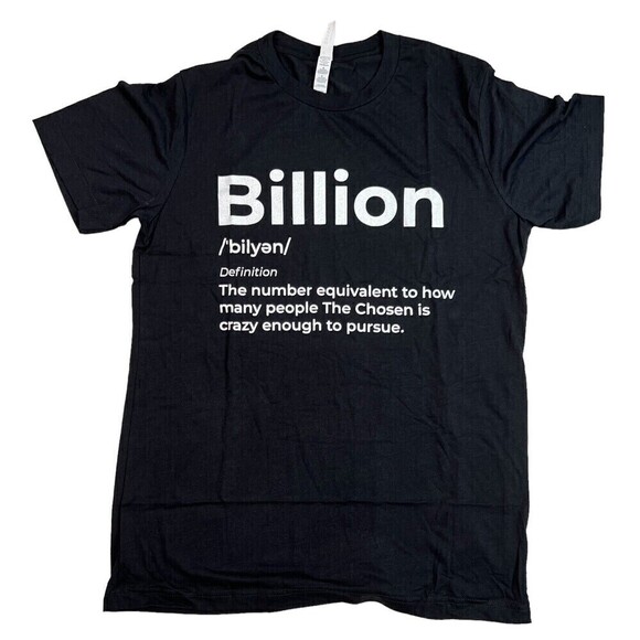NWOT Mens Bella Canvas THE CHOSEN T-SHIRT S/S BLACK "BILLION" Size Medium - Picture 6 of 6